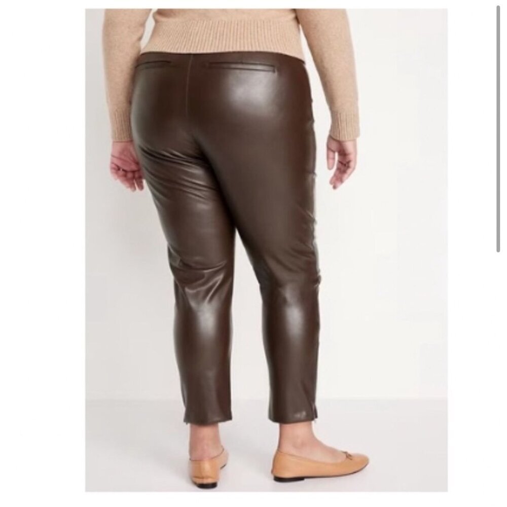 New! Old Navy Faux Leather Chocolate Brown Pants MSRP $49.95 Size 22 Extra High- - Picture 2 of 8